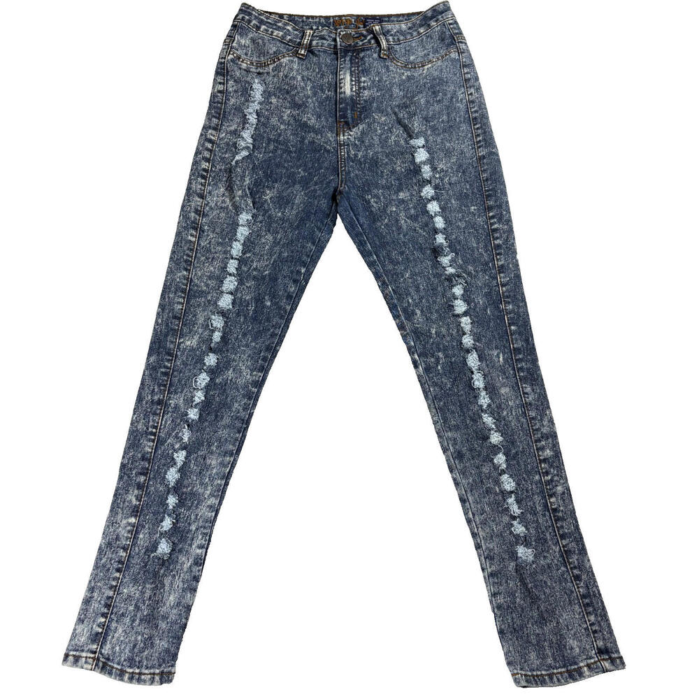 Vintage Acid Wash Jeans Womens Size 13/14 Skinny Distressed Y2K Denim Retro FitS